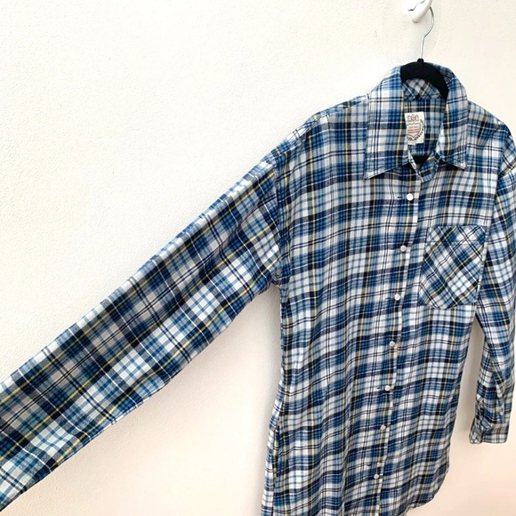 Tutti Frutti Ladies Size EU 36 UK 8 Shirt Dress Blue Plaid Pearl Snap Western - Picture 4 of 11